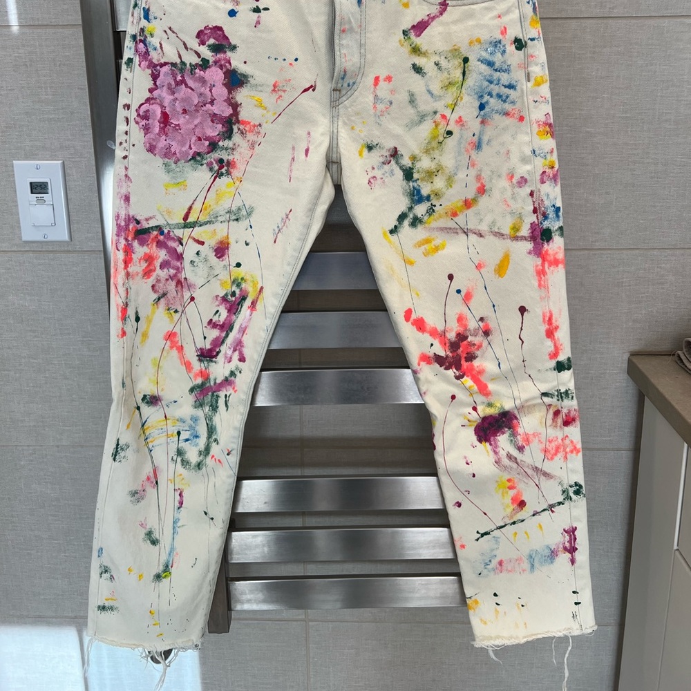 Ralph Lauren limited edition white denim painted jeans